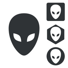 Alien icon set, monochrome