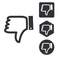 Dislike icon set, monochrome