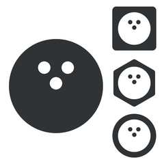 Bowling icon set, monochrome