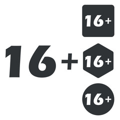 16 plus icon set, monochrome