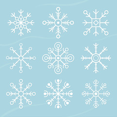 set of vector snowflakes. flat icons