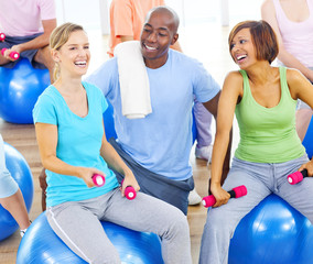 Group of People Exercising Fitness Wellbeing Concept