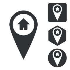 Address marker icon set, monochrome