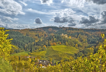 Fototapeta premium goldener Herbst in Oberkirch mit Schauenburg