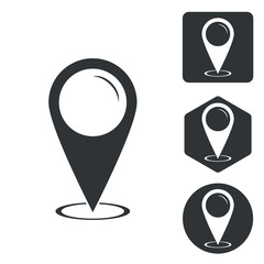 Map pointer icon set, monochrome