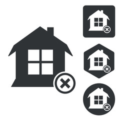 Remove house icon set, monochrome