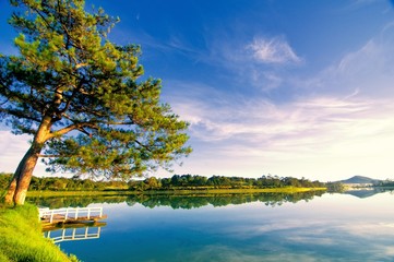 Xuan Huong Lake, Dalat, Vietnam. This artificial lake in the city centre is a favourite place for tourists and locals for walking.