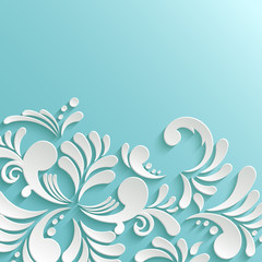 Fototapeta na wymiar Abstract Ocean Background with 3d Floral Pattern