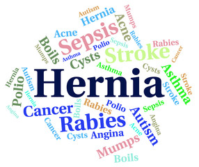 Fototapeta premium Hernia Word Shows Incisional Hernias And Disorders