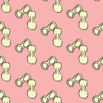 Tripolini. Seamless pattern with doodle kind of pasta. Hand