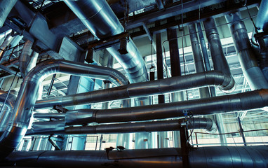 Industrial zone, Steel pipelines, valves and pumps