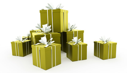 Christmas present with ribbon rendered