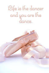 Pointe Ballet Shoes with quote text