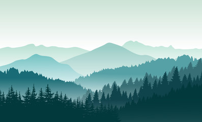 Fototapeta premium Beautiful mountain landscape. Vector illustration.