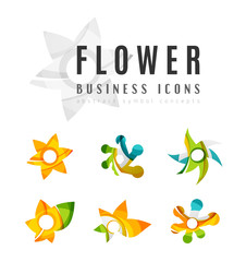Set of abstract flower logo business icons