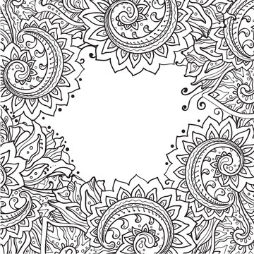 Vector template with beautiful monochrome floral pattern