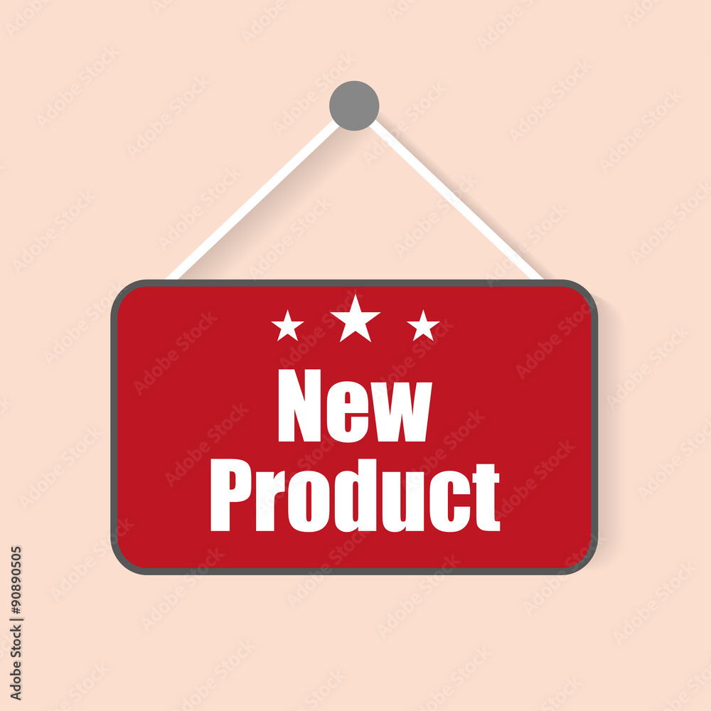 Canvas Prints new product sign with shadow hanging on a light background