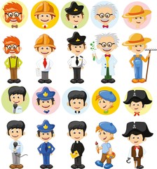Cartoon characters of different professions 