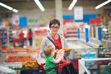 mother with baby in shopping