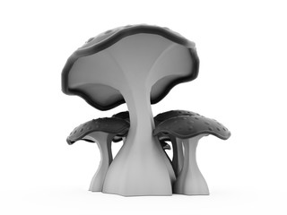 Black mushrooms rendered isolated