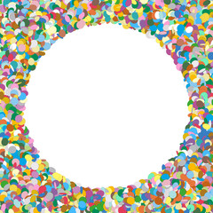 Rounded Free Text Area Formed of Colorful Confetti - Dots, Polka Dots, Points - Party Template - Konfetti, Rahmen, Textfäche, weiße Fläche, Vorlage, Bilderrahmen, bunt, fröhlich, Kreis, rund