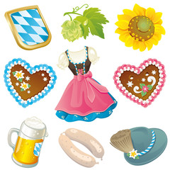 Set of German Oktoberfest design elements isolated on white background