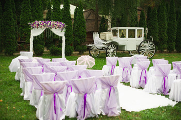 Wedding decorations in white and purple