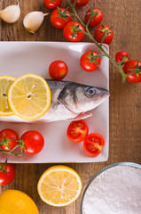 Uncooked sea bass.