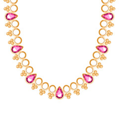 Chunky golden chain with rubies necklace or bracelet.