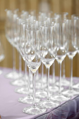 glasses defocused on buffet table