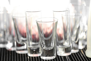 glasses defocused on buffet table