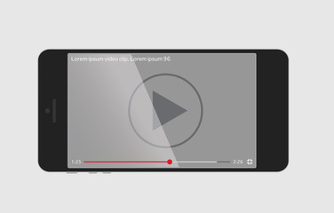 Video player on the screen of black phone