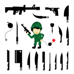 soldier and weapons symbol