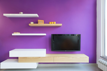 Living room interior - tv stand, wall mounted