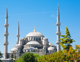 Obraz premium Sultan Ahmed Mosque (Blue mosque) in Istanbul in the sunny day, Turkey