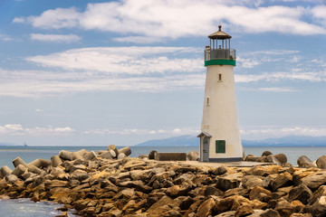 Fototapeta na wymiar Santa Cruz Breakwater Lighthouse in Santa Cruz, California