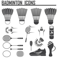 badminton vector icon set.