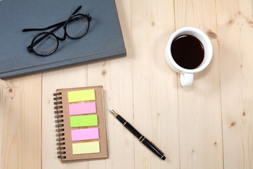 glasses ,book,coffee and object concept