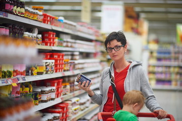 mother with baby in shopping