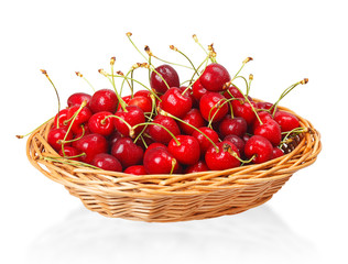 Red cherries in the basket