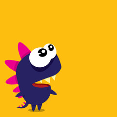 Vector cartoon funny dragon. Cartoon Dinosaur.