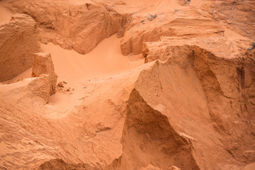 Pattern of red sand dune canyon at the Fairy stream, Mui Ne, Vietnam