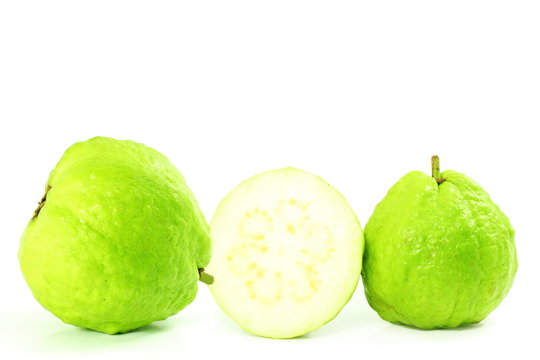 Guava green and fresh on pure white background