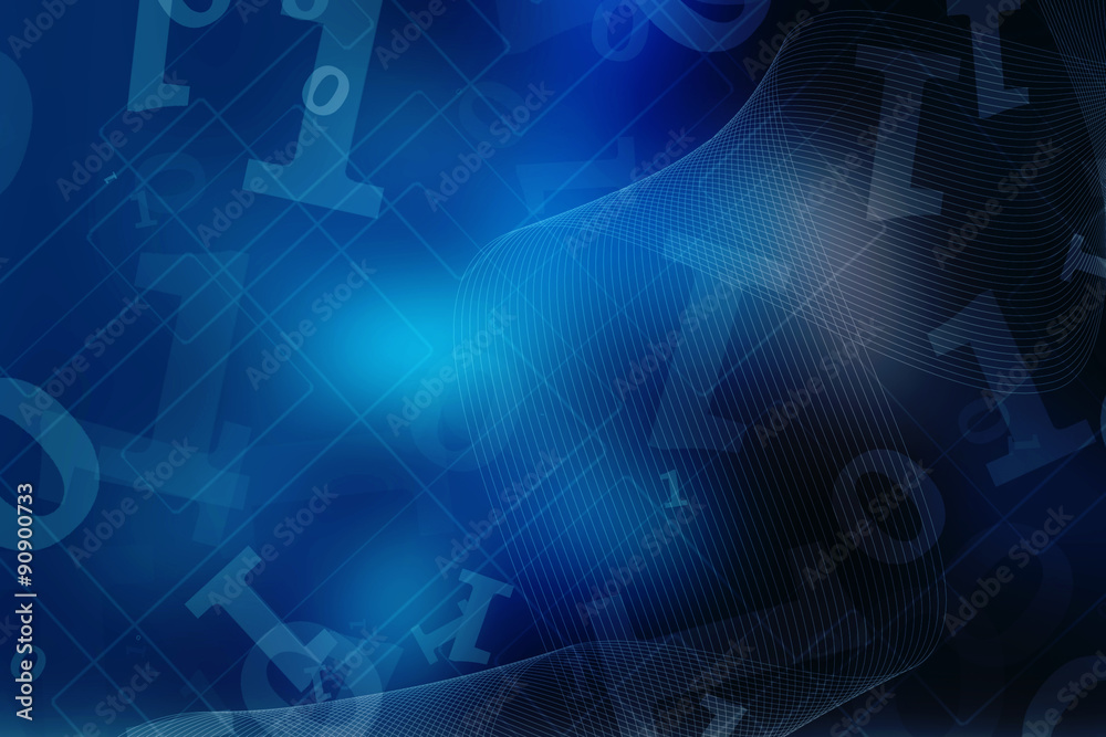 Poster 2d illustration abstract digital binary data on computer screen
