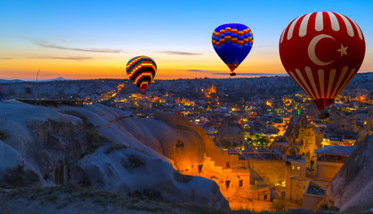 Hot Air Balloon morning Cappadocia Turkey - obrazy, fototapety, plakaty