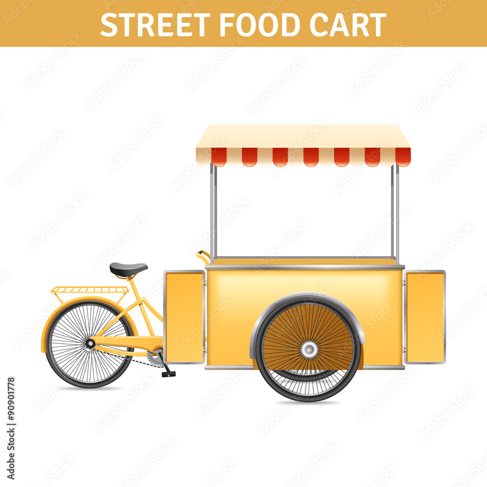 Sticker street food cart illustration