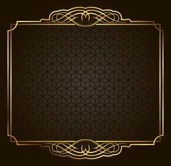 Calligraphic Retro vector gold frame on dark background