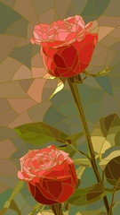 Naklejki  Ilustracja wektorowa kwiaty czerwone róże.