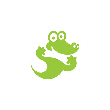 Green Crocodile icon. Vector Illustration.