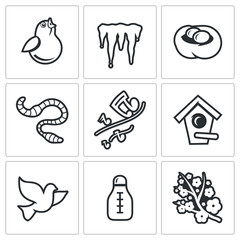 Spring mood Icons. Vector Illustration.